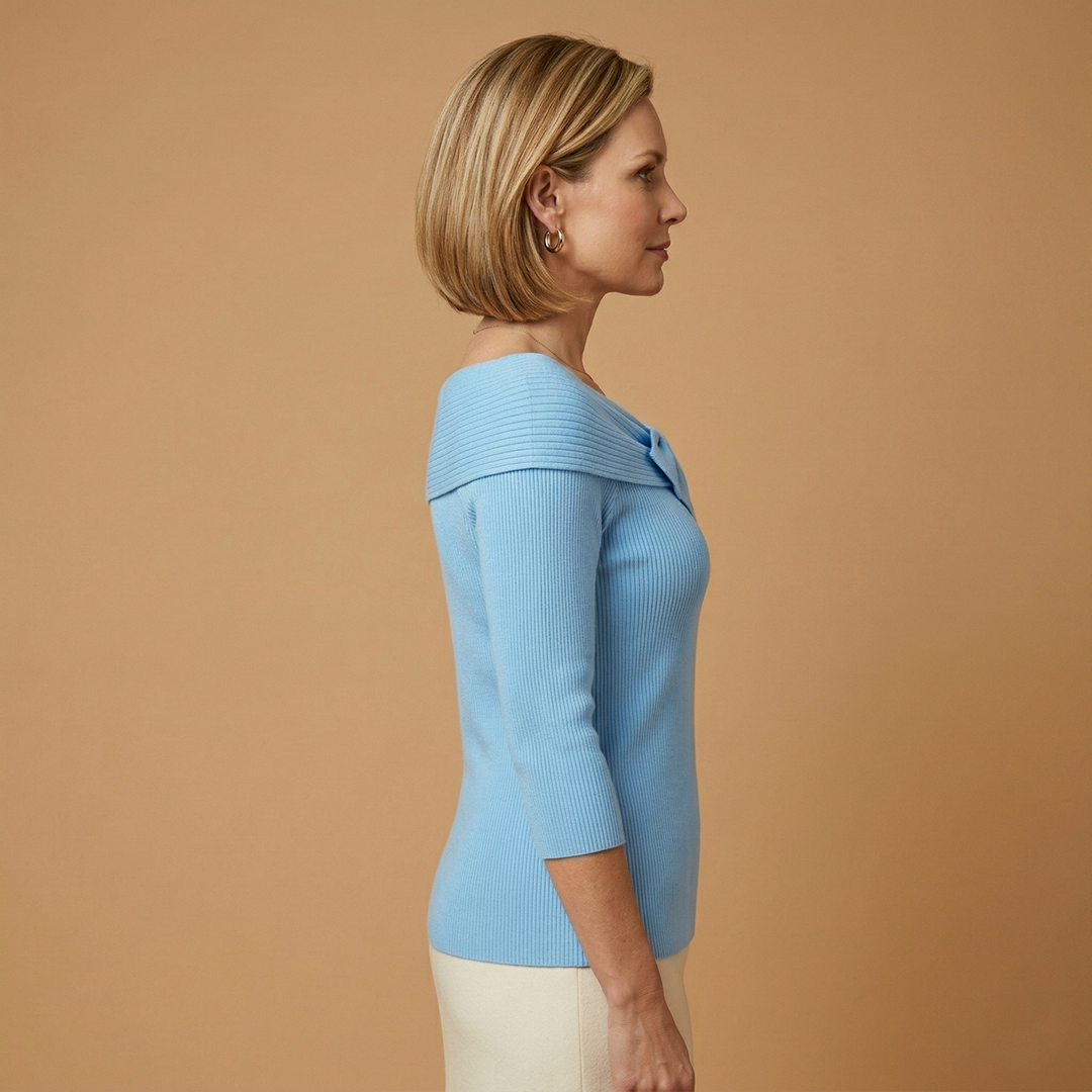 Knitted Top with Bow Detail and Fine Knit Texture for Women