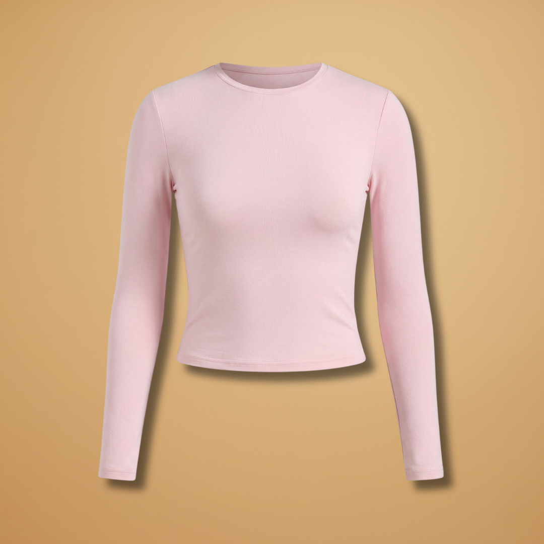 Long-Sleeve Top Round Neckline and Comfortable Fit for Women