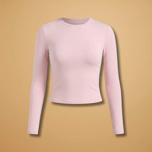Long-Sleeve Top Round Neckline and Comfortable Fit for Women