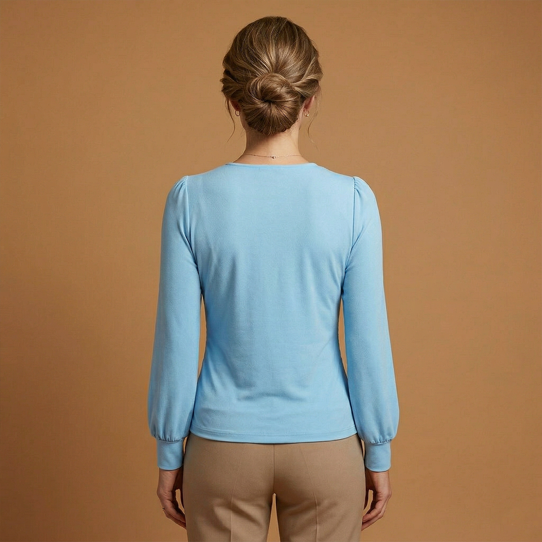Long Sleeve Top with V-Neck and Tailored Fit for Women