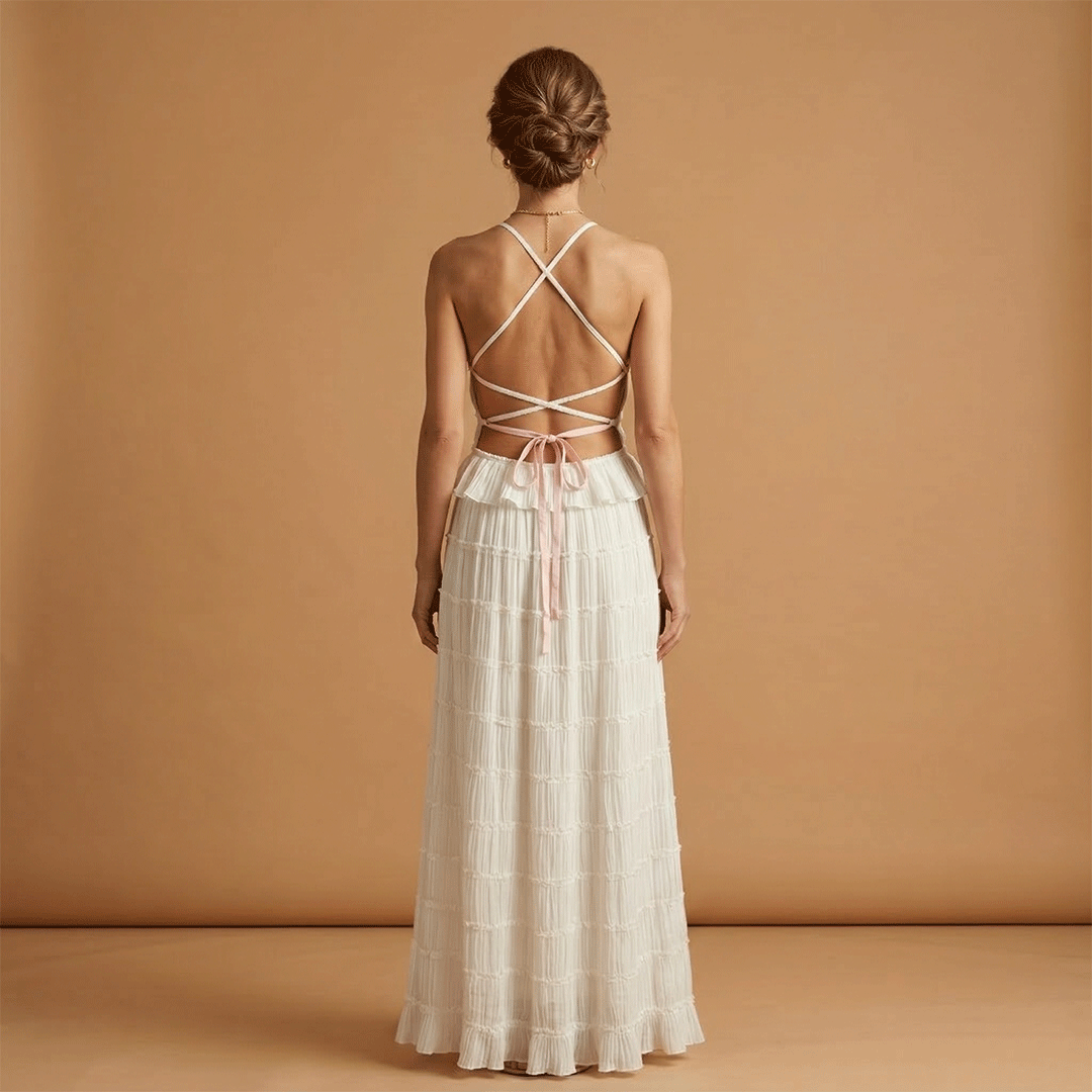 Maxi Dress with Adjustable Top and Ruffle Details for Women