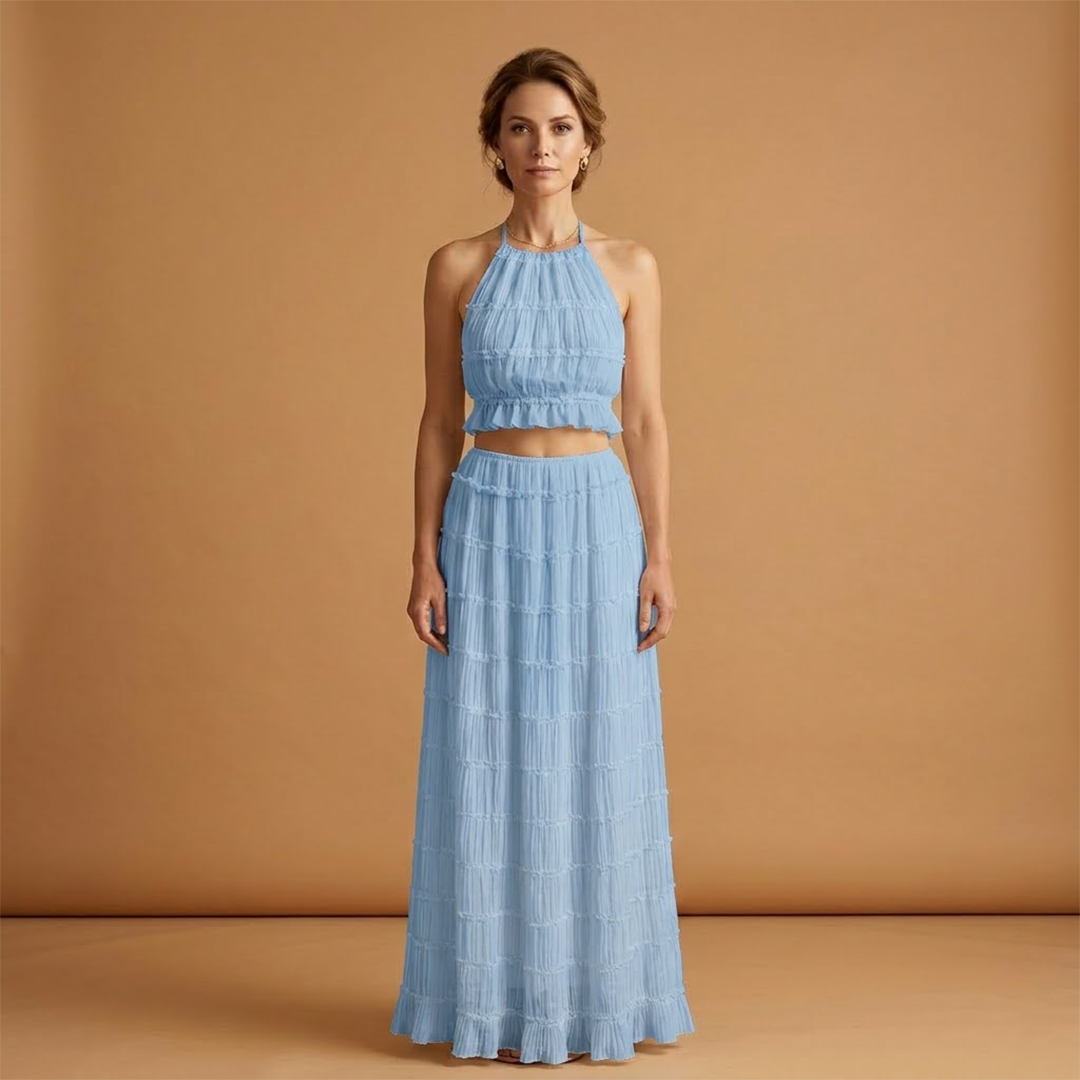 Maxi Dress with Adjustable Top and Ruffle Details for Women