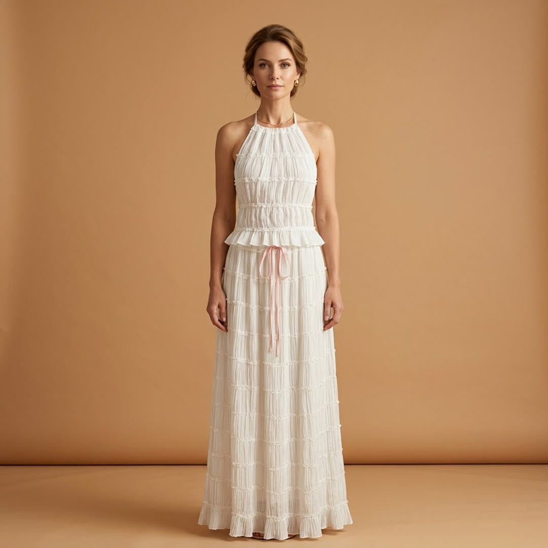 Maxi Dress with Adjustable Top and Ruffle Details for Women