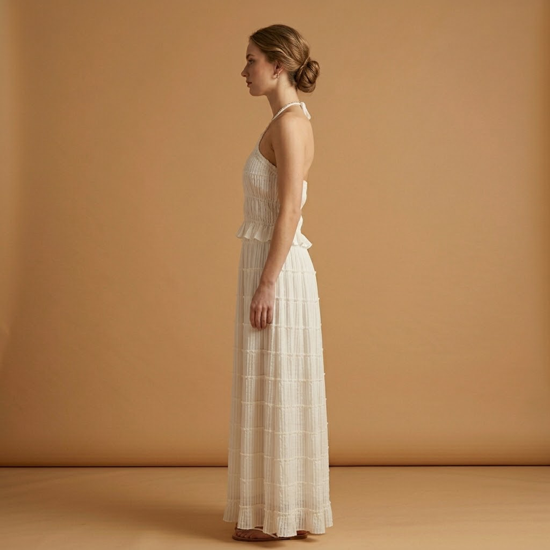 Maxi Dress with Adjustable Top and Ruffle Details for Women