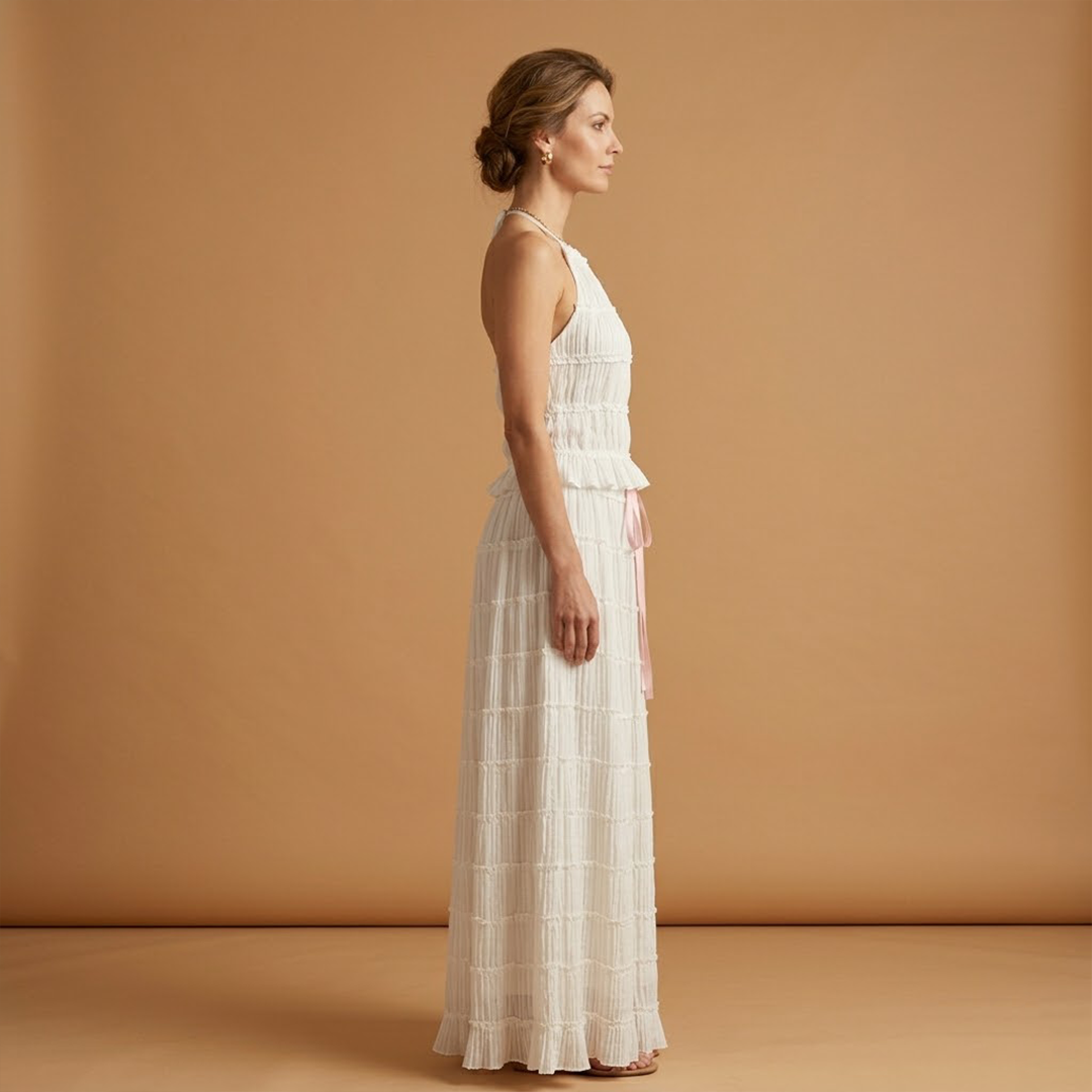 Maxi Dress with Adjustable Top and Ruffle Details for Women