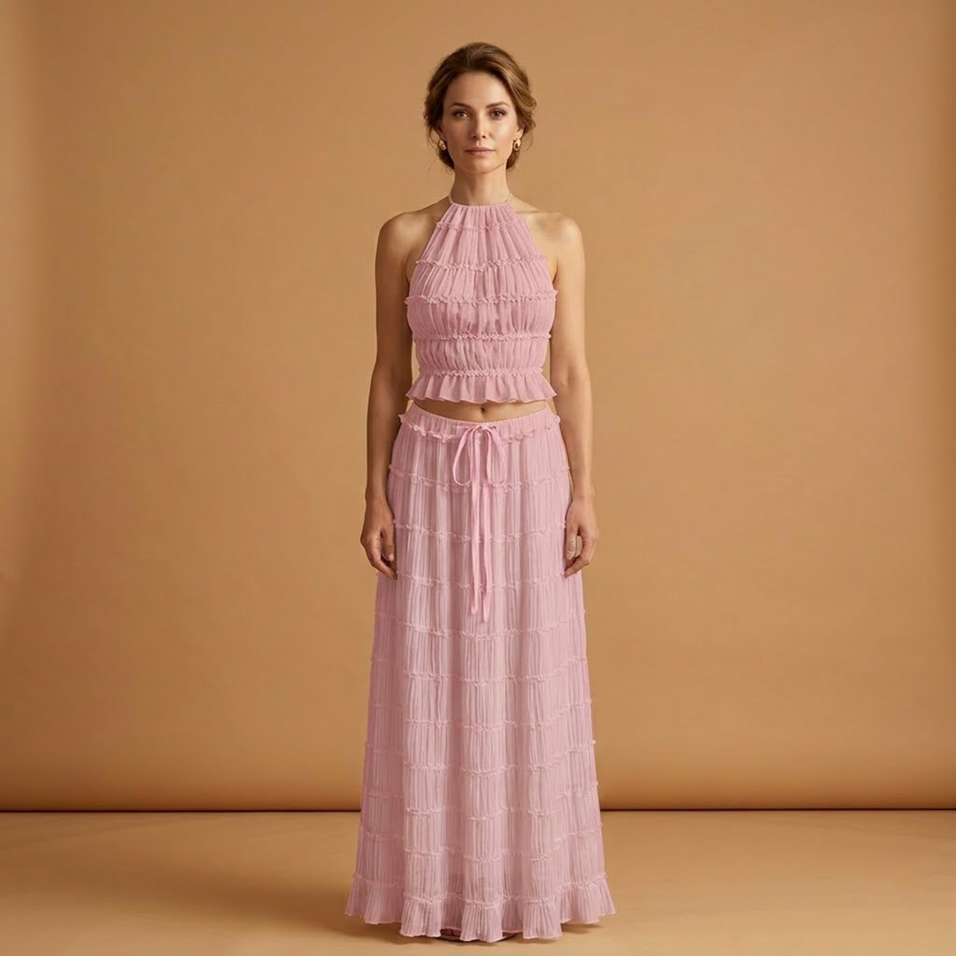 Maxi Dress with Adjustable Top and Ruffle Details for Women