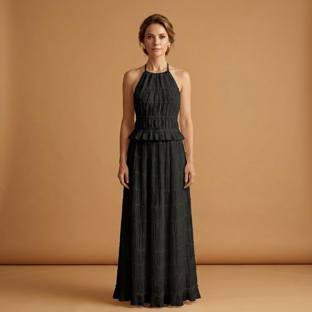 Maxi Dress with Adjustable Top and Ruffle Details for Women