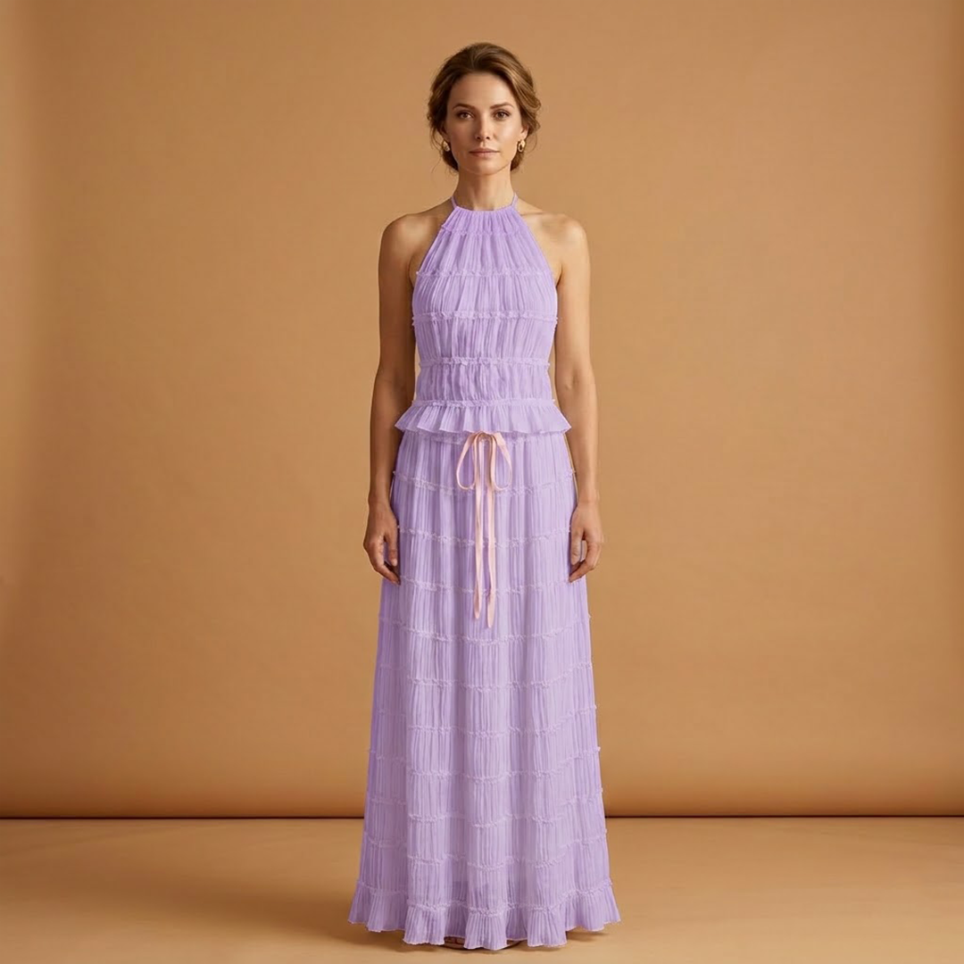 Maxi Dress with Adjustable Top and Ruffle Details for Women