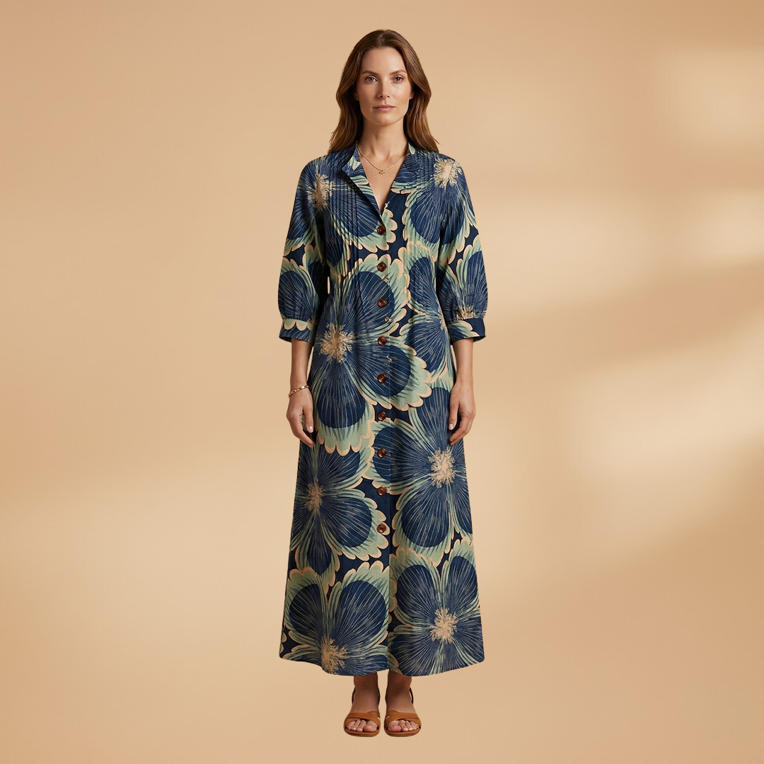 Maxi Dress with Floral Print and Pockets for Women