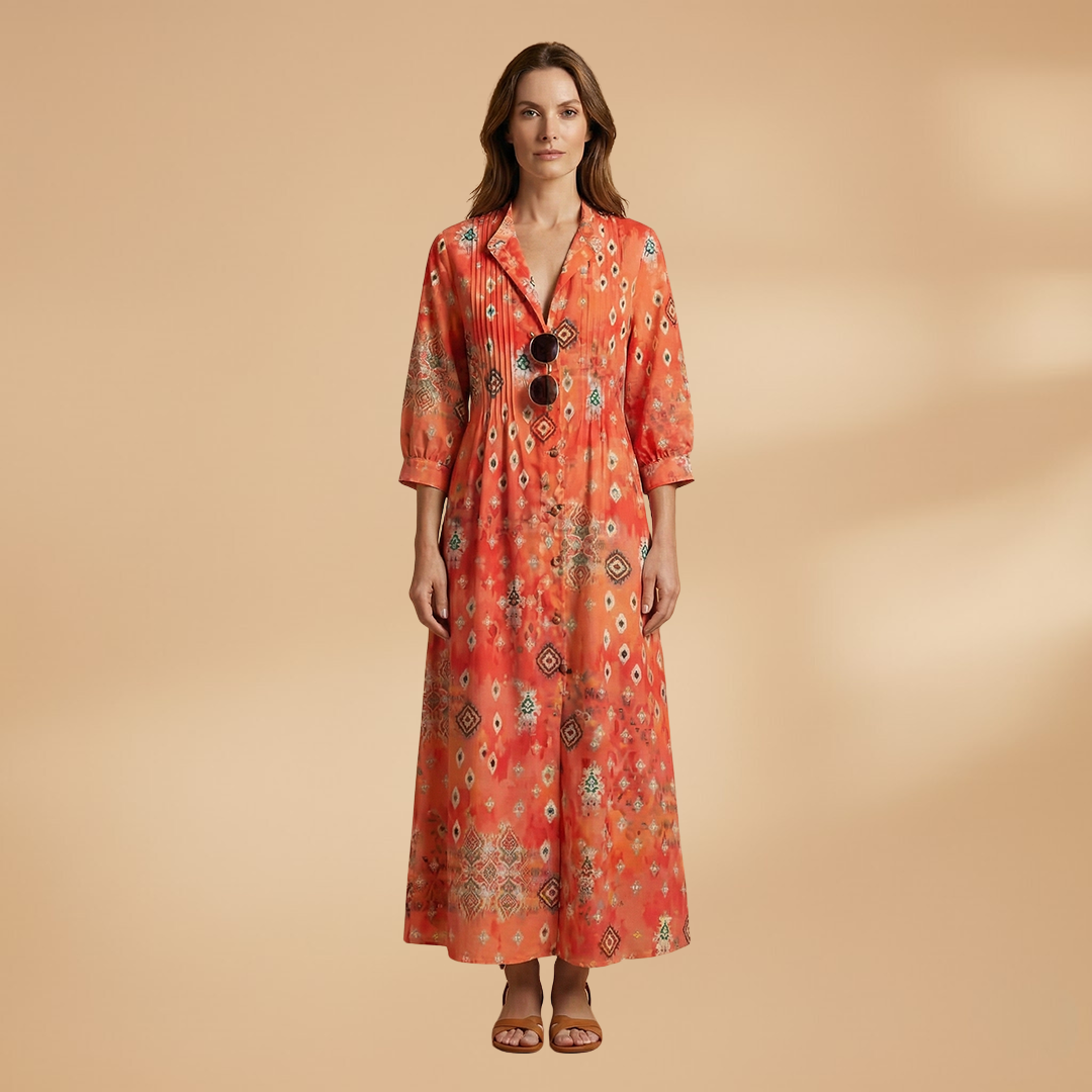 Maxi Dress with Floral Print and Pockets for Women