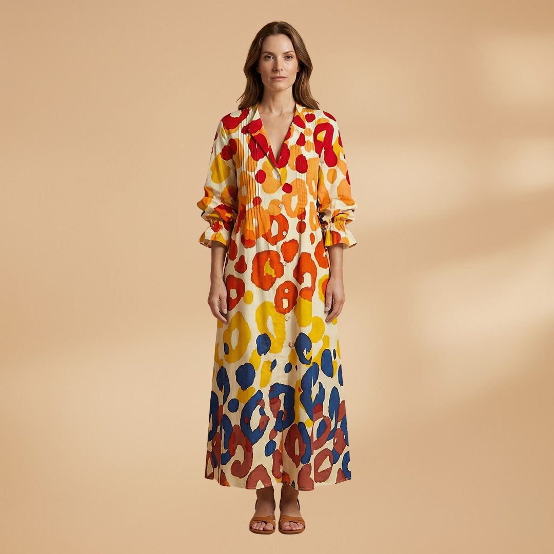 Maxi Dress with Floral Print and Pockets for Women