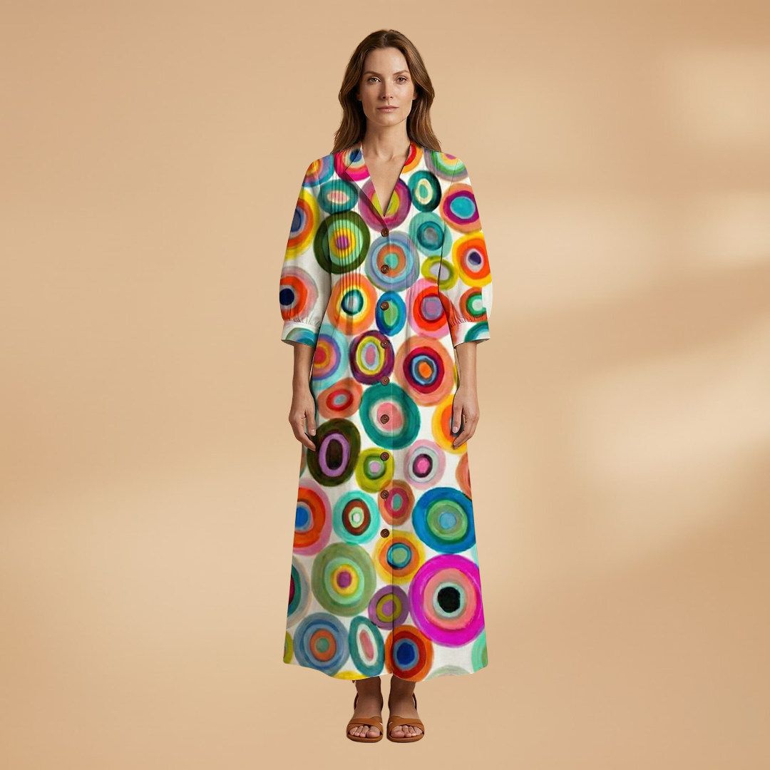 Maxi Dress with Floral Print and Pockets for Women