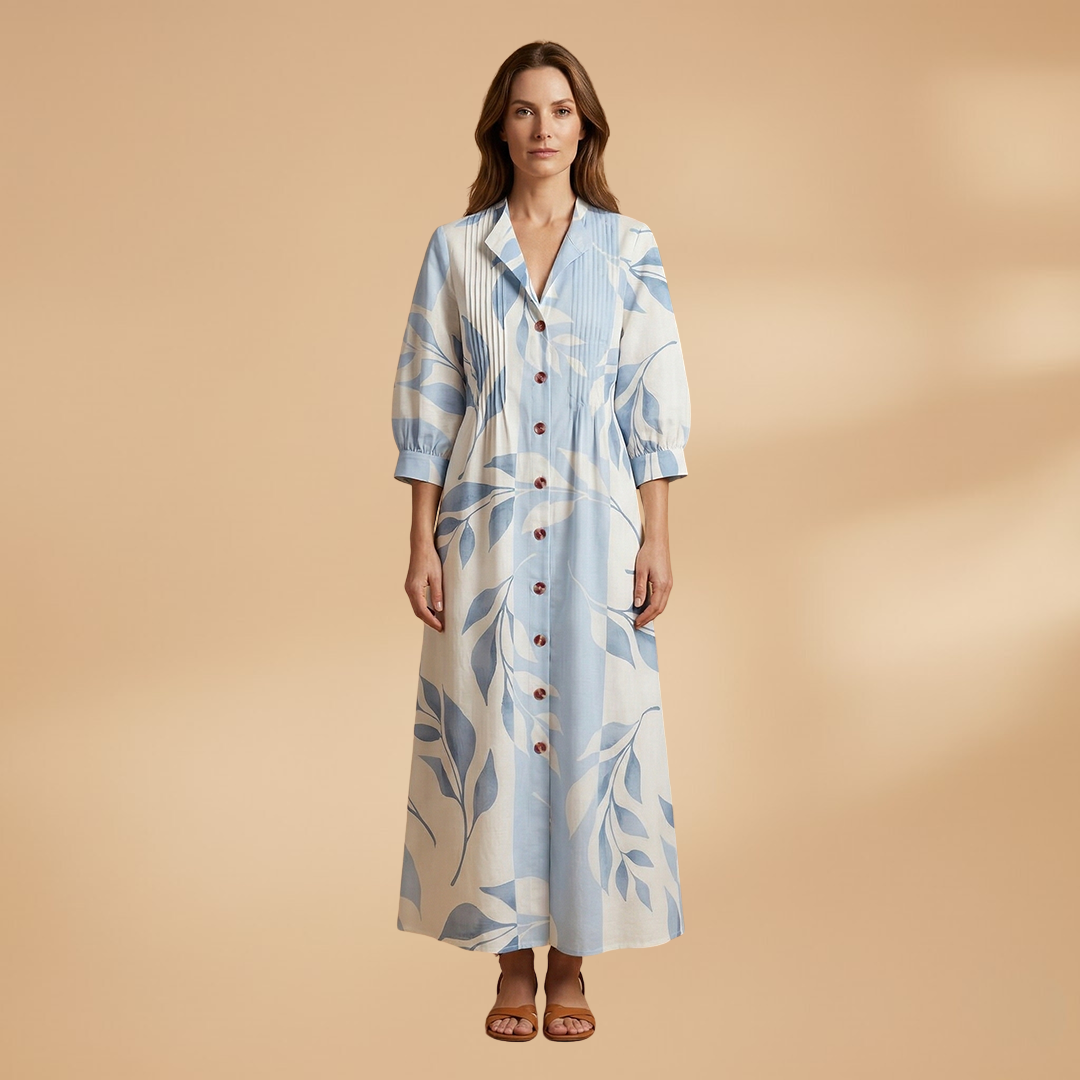 Maxi Dress with Floral Print and Pockets for Women