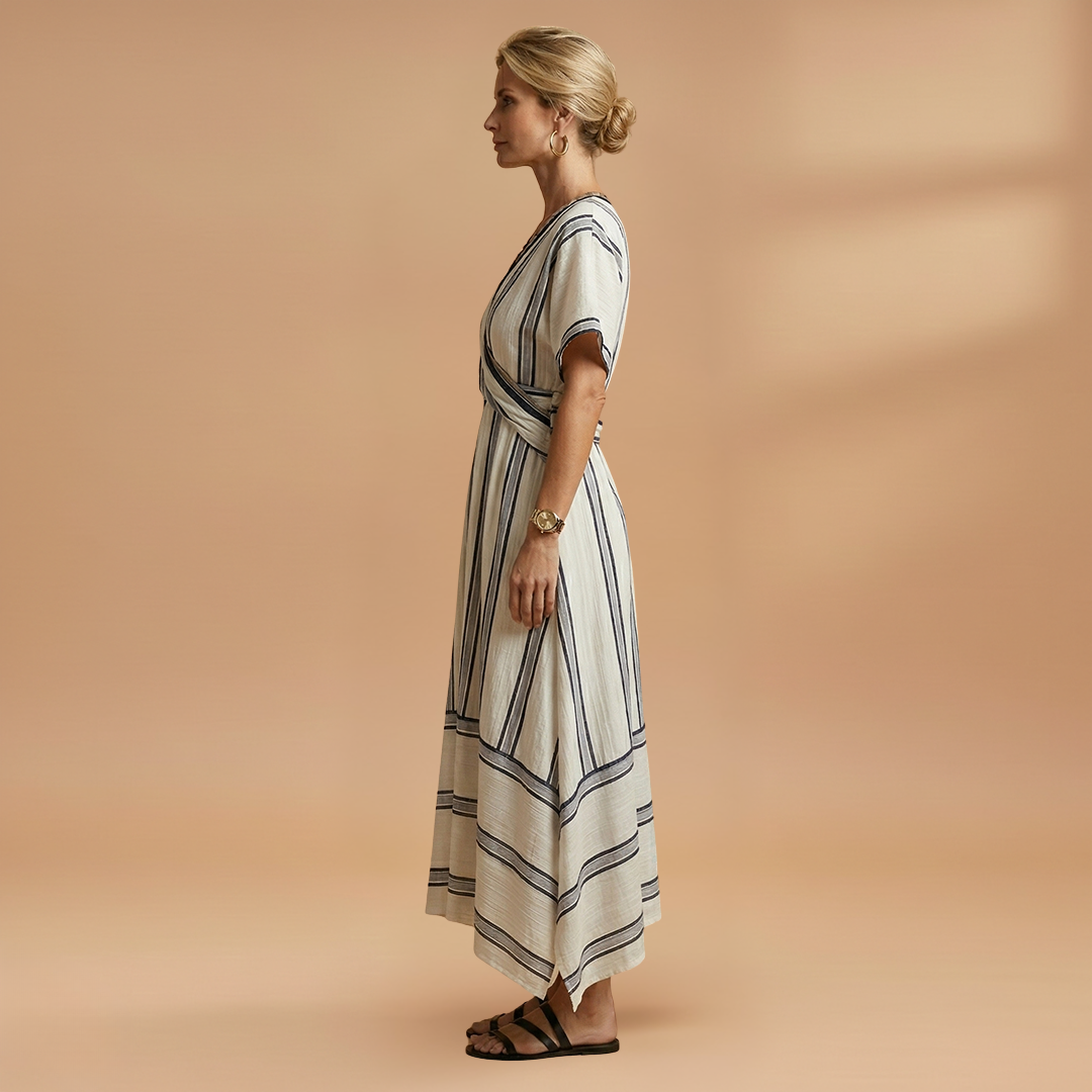 Maxi Dress Round Neckline and Short Sleeves for Women