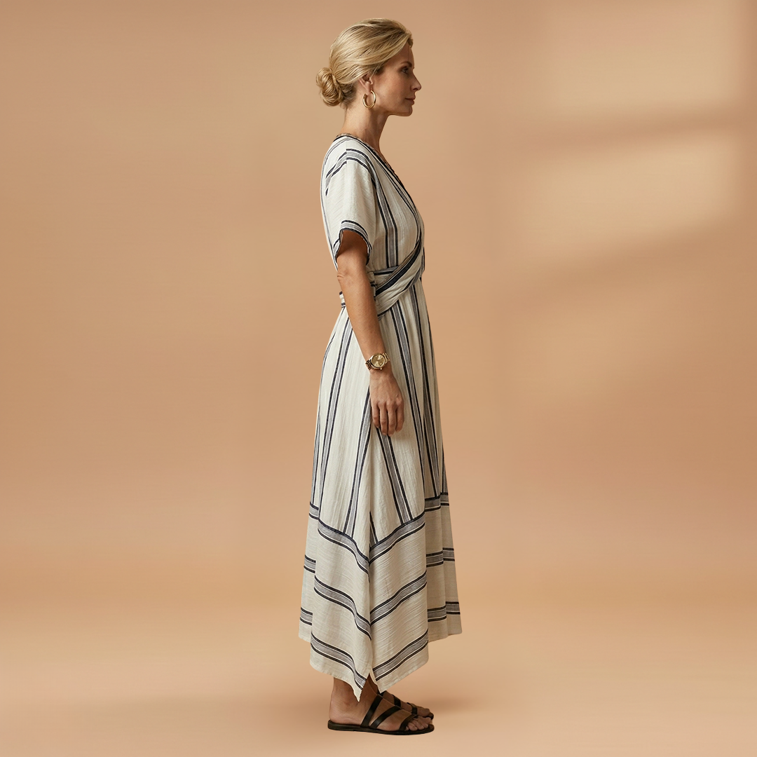 Maxi Dress Round Neckline and Short Sleeves for Women