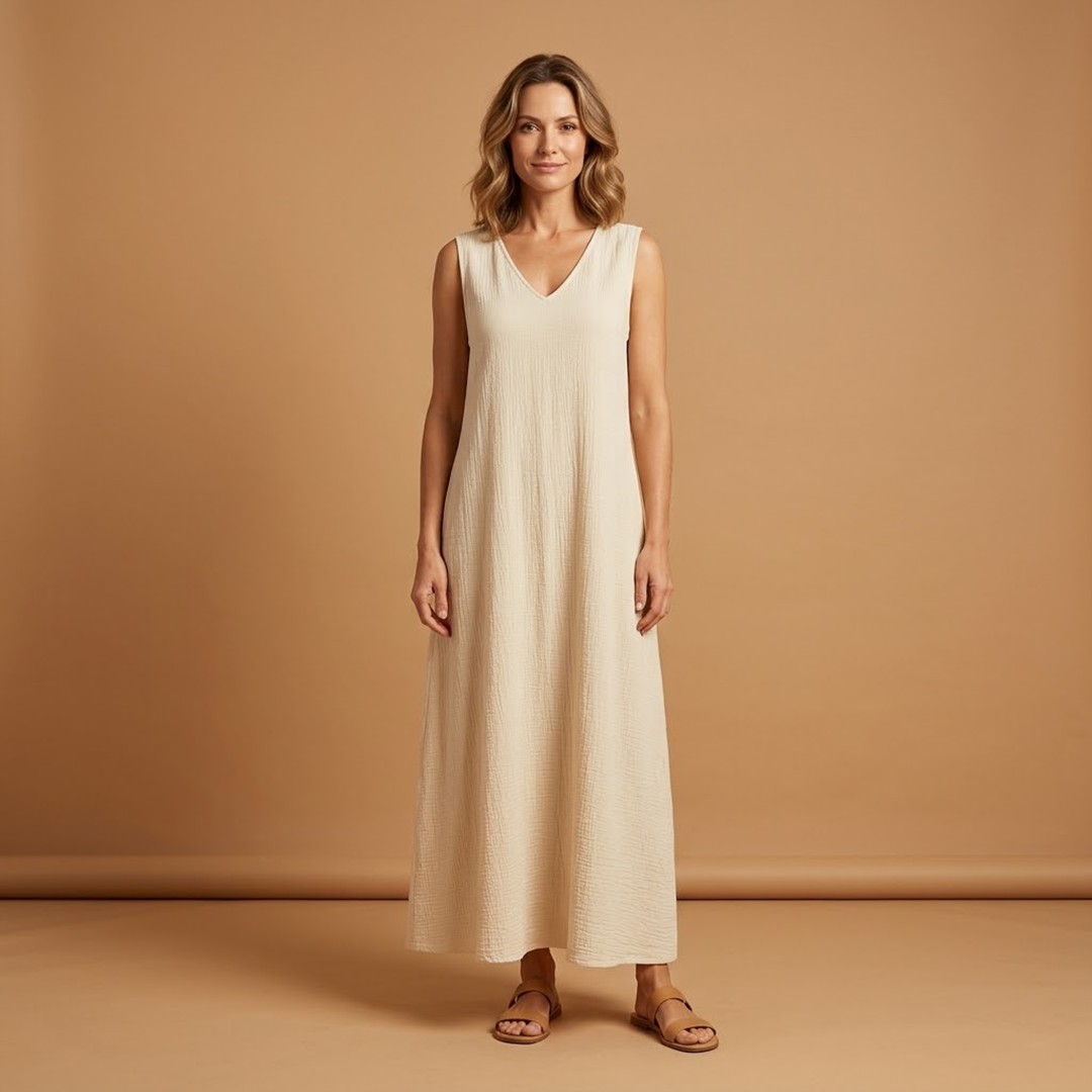 Maxi Dress V-Neckline and Side Split for Women