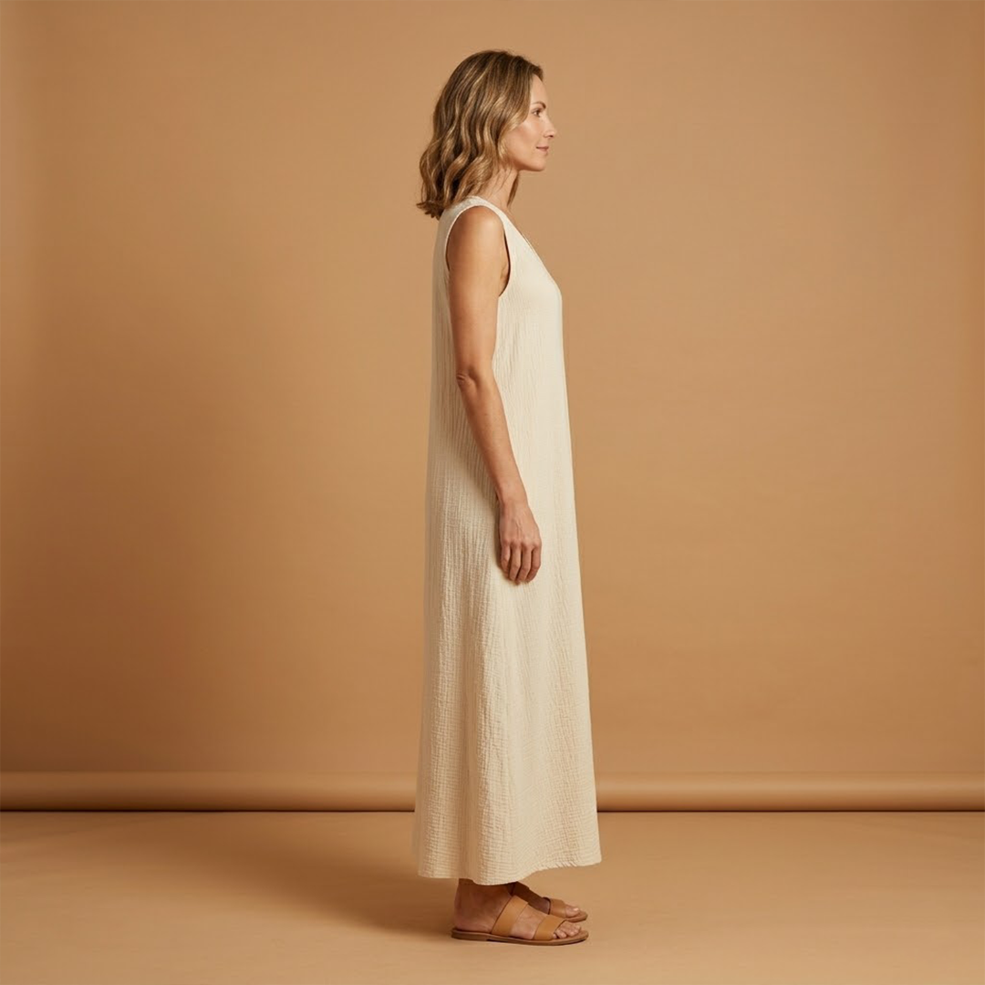 Maxi Dress V-Neckline and Side Split for Women