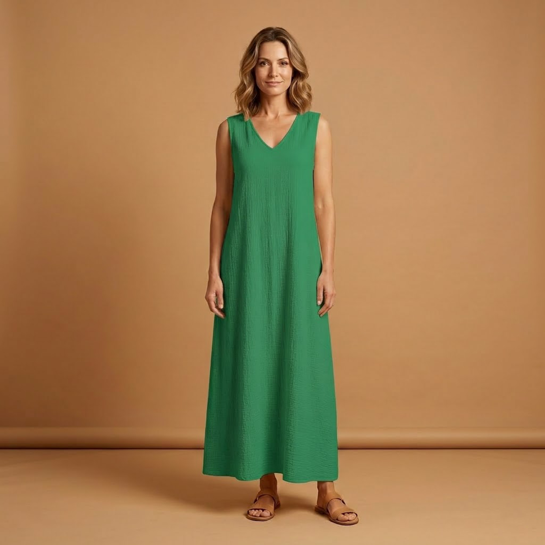 Maxi Dress V-Neckline and Side Split for Women
