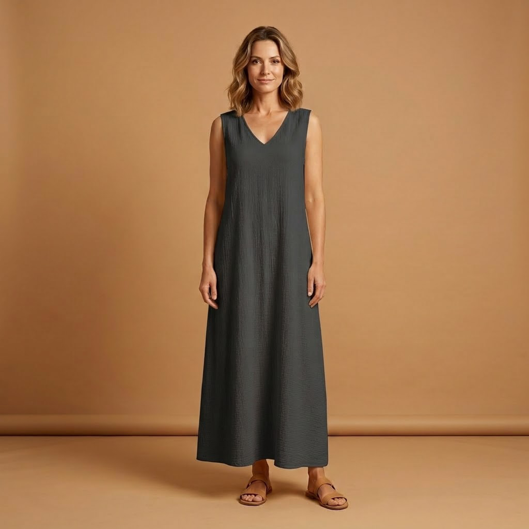 Maxi Dress V-Neckline and Side Split for Women