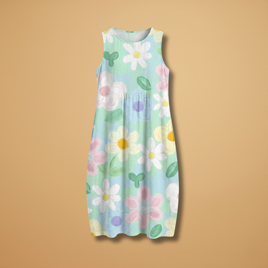Midi Dress with Floral Print and Relaxed Fit for Women