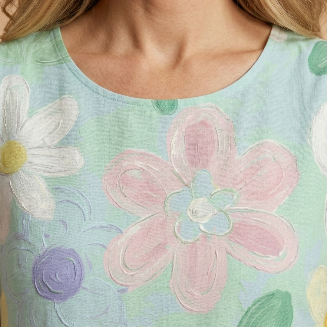 Midi Dress with Floral Print and Relaxed Fit for Women