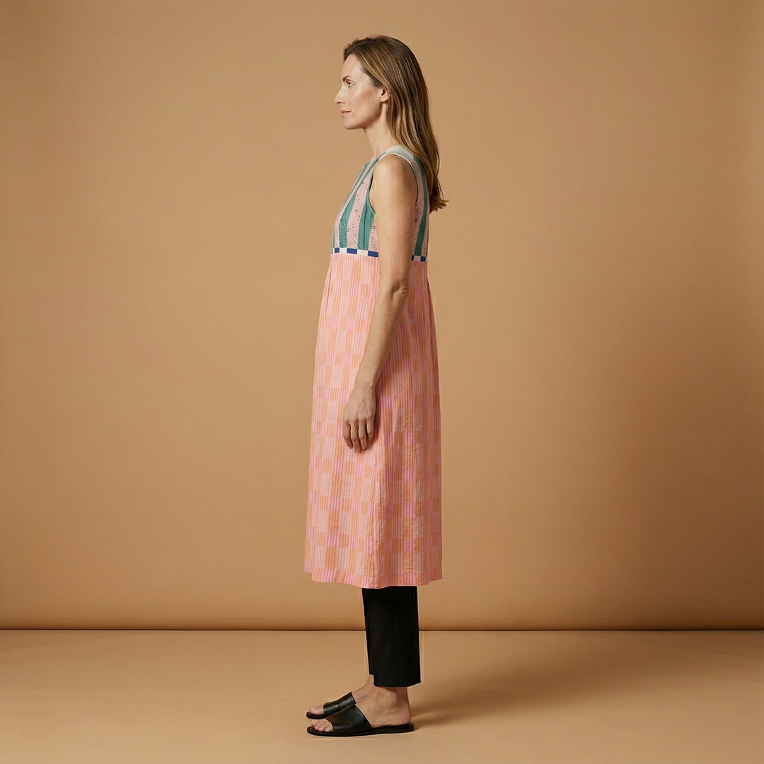 Midi Dress with Lightweight Linen Blend and Flowing Fit for Women