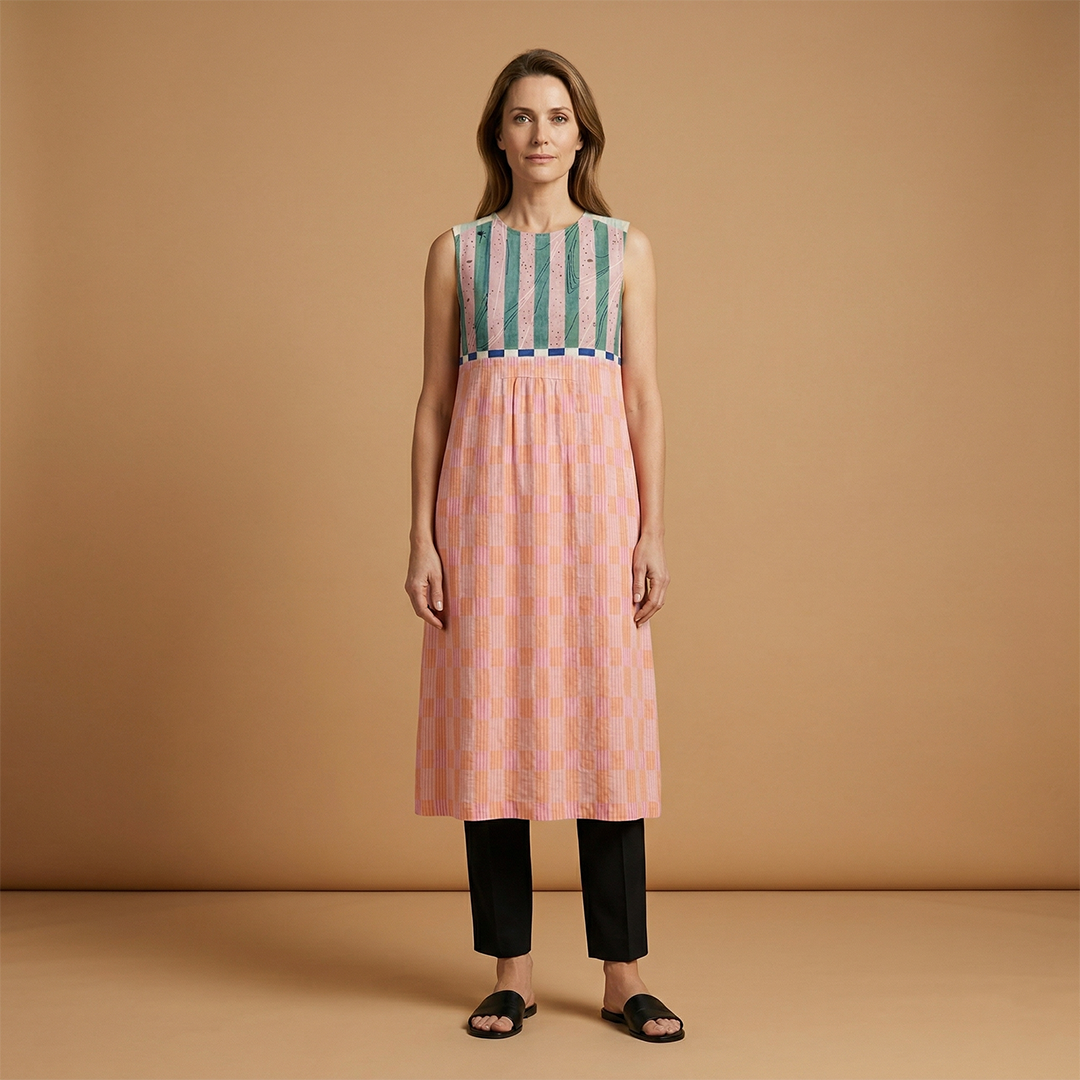Midi Dress with Lightweight Linen Blend and Flowing Fit for Women