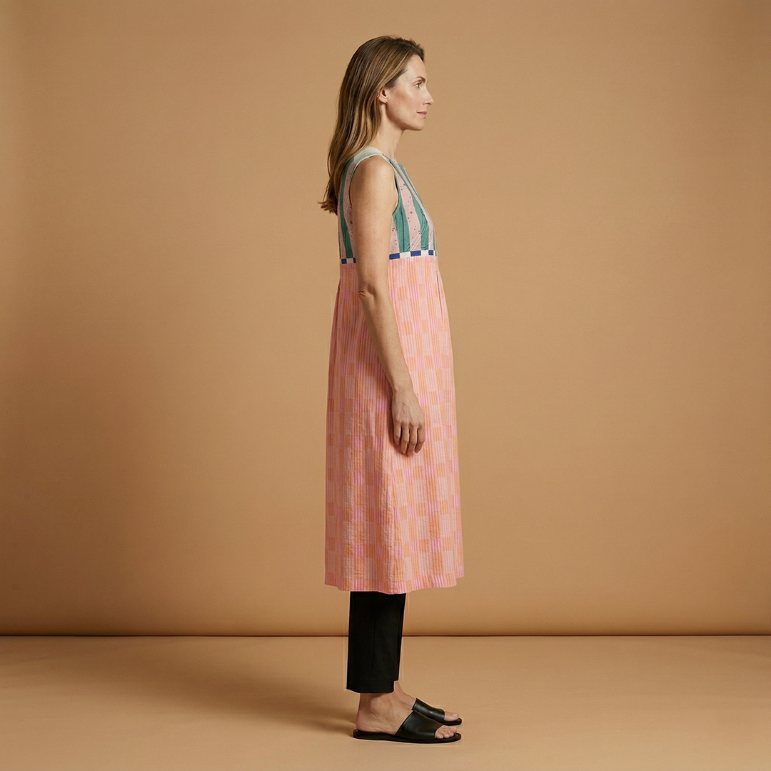 Midi Dress with Lightweight Linen Blend and Flowing Fit for Women