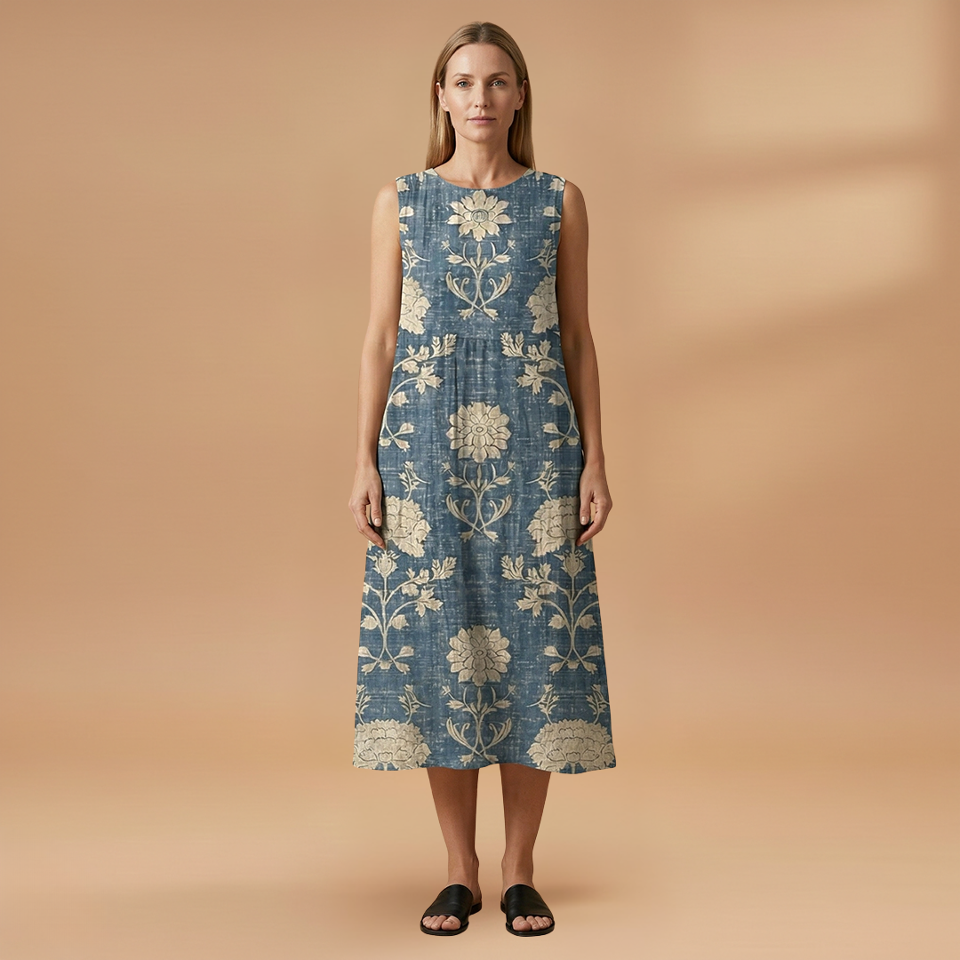 Midi Dress with Lightweight Sleeveless and Loose Fit for Women