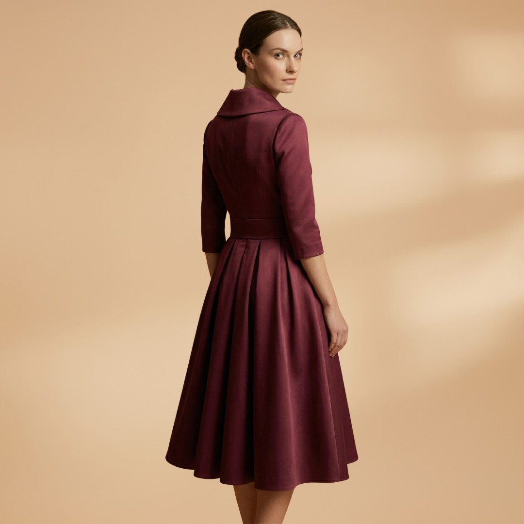 Midi Dress Long Sleeves and Shiny Surface for Women