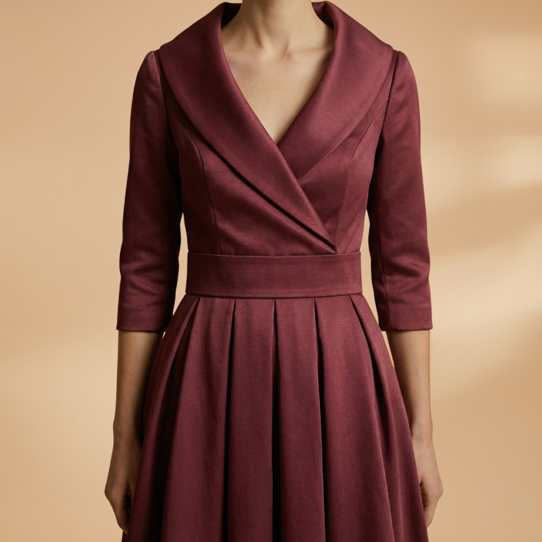 Midi Dress Long Sleeves and Shiny Surface for Women