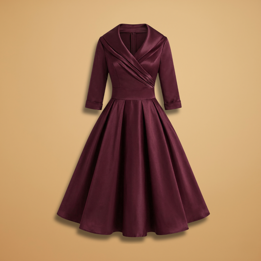 Midi Dress Long Sleeves and Shiny Surface for Women