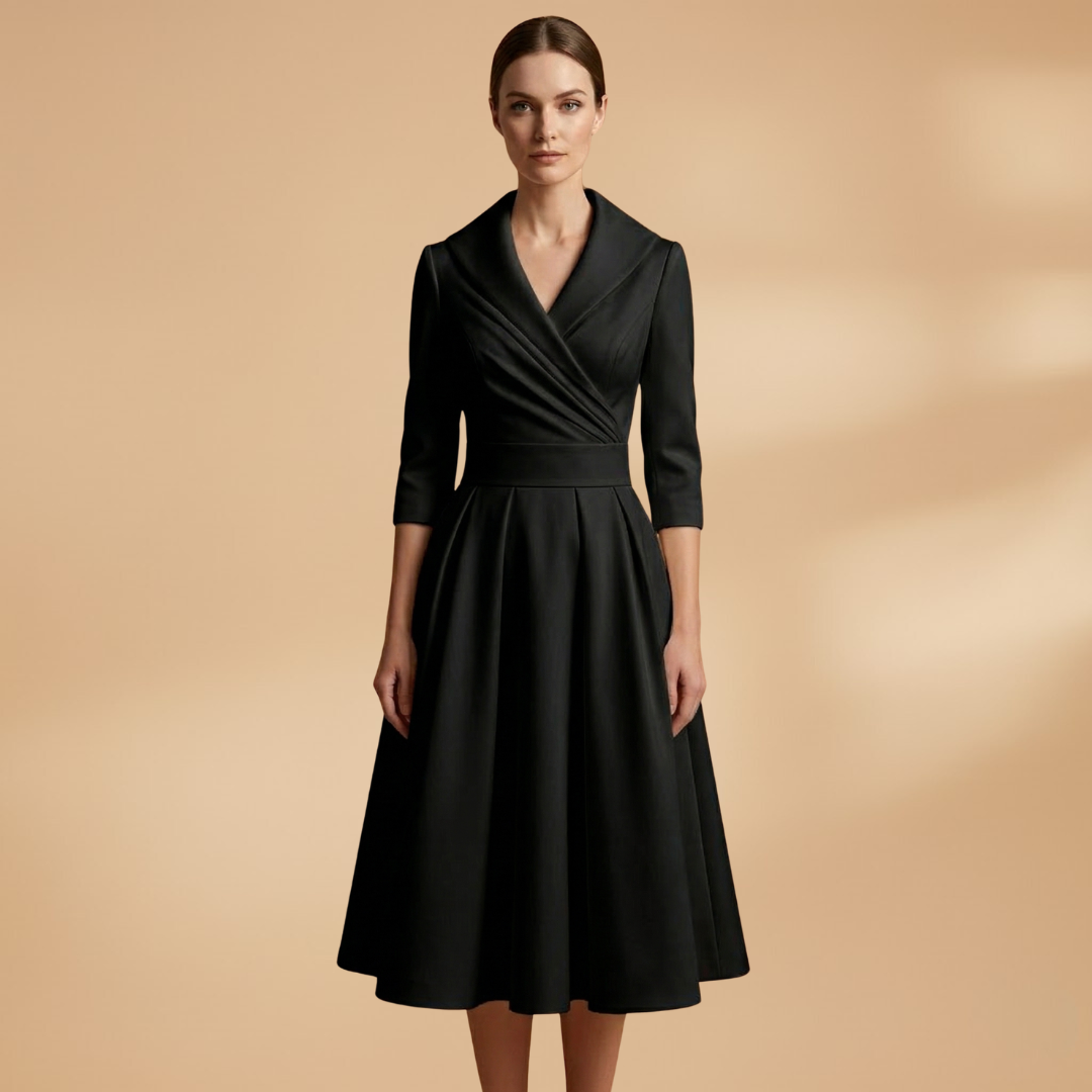 Midi Dress Long Sleeves and Shiny Surface for Women