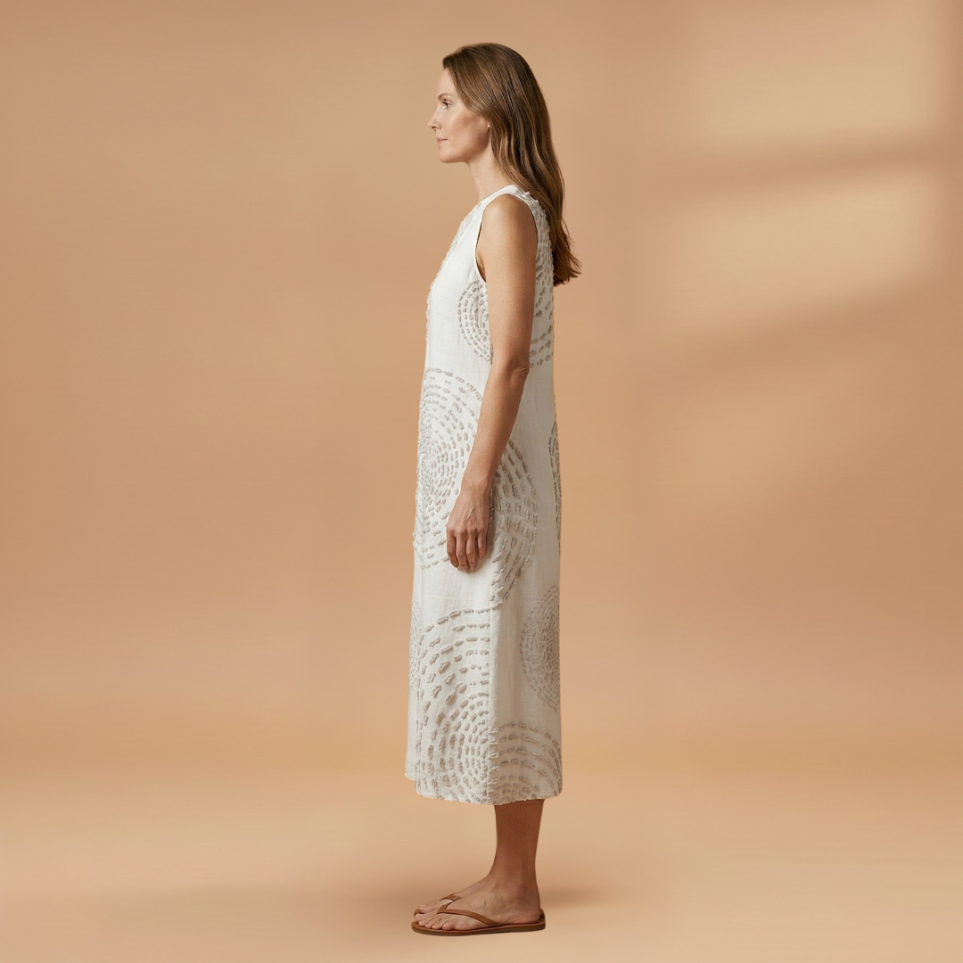 Midi Dress with Sleeveless Design and Convenient Pockets for Women