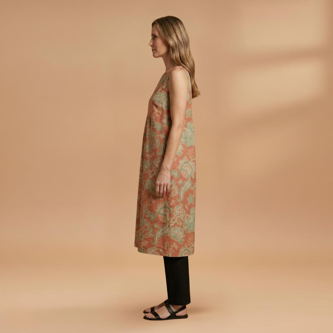 Midi Dress with Sleeveless and Breathable Fabric for Women
