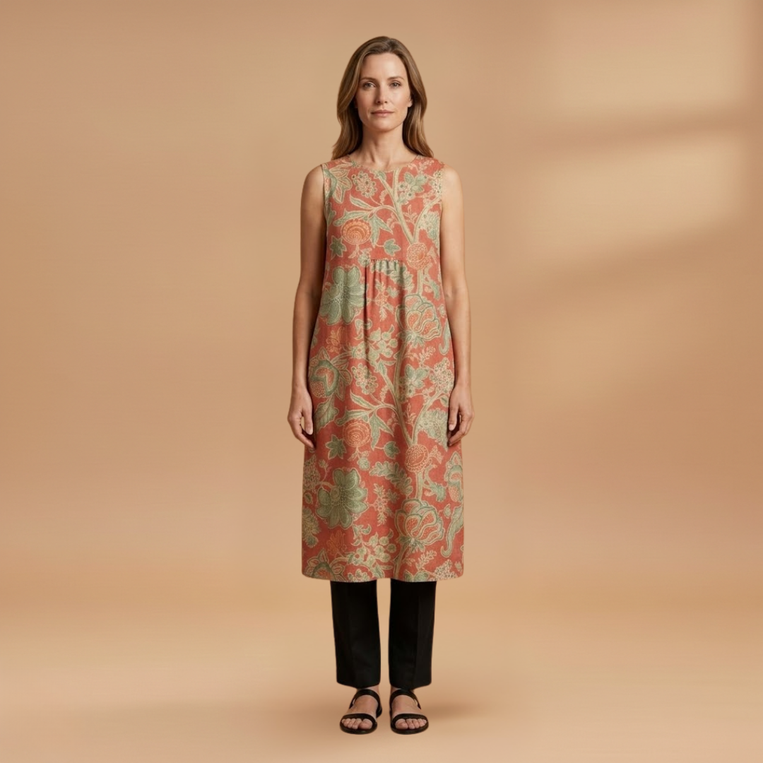 Midi Dress with Sleeveless and Breathable Fabric for Women