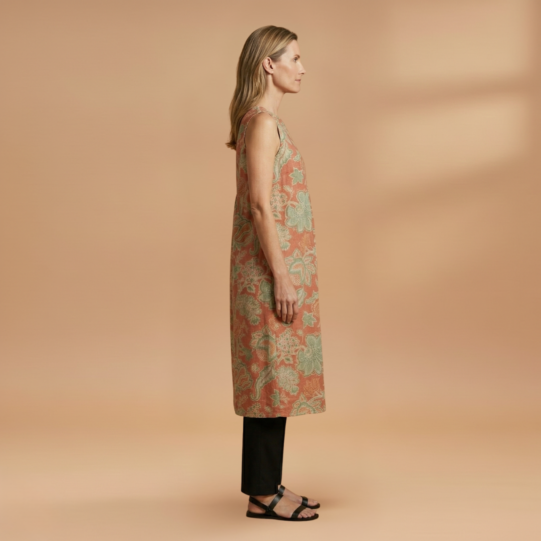 Midi Dress with Sleeveless and Breathable Fabric for Women