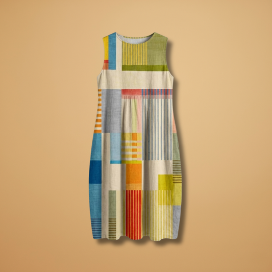 Midi Dress with Sleeveless and Loose Fit for Women