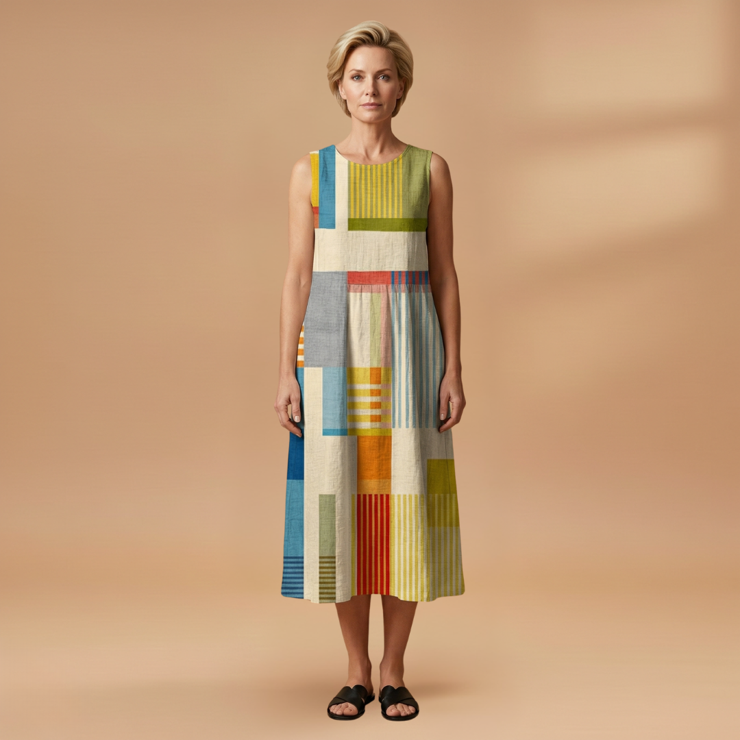 Midi Dress with Sleeveless and Loose Fit for Women