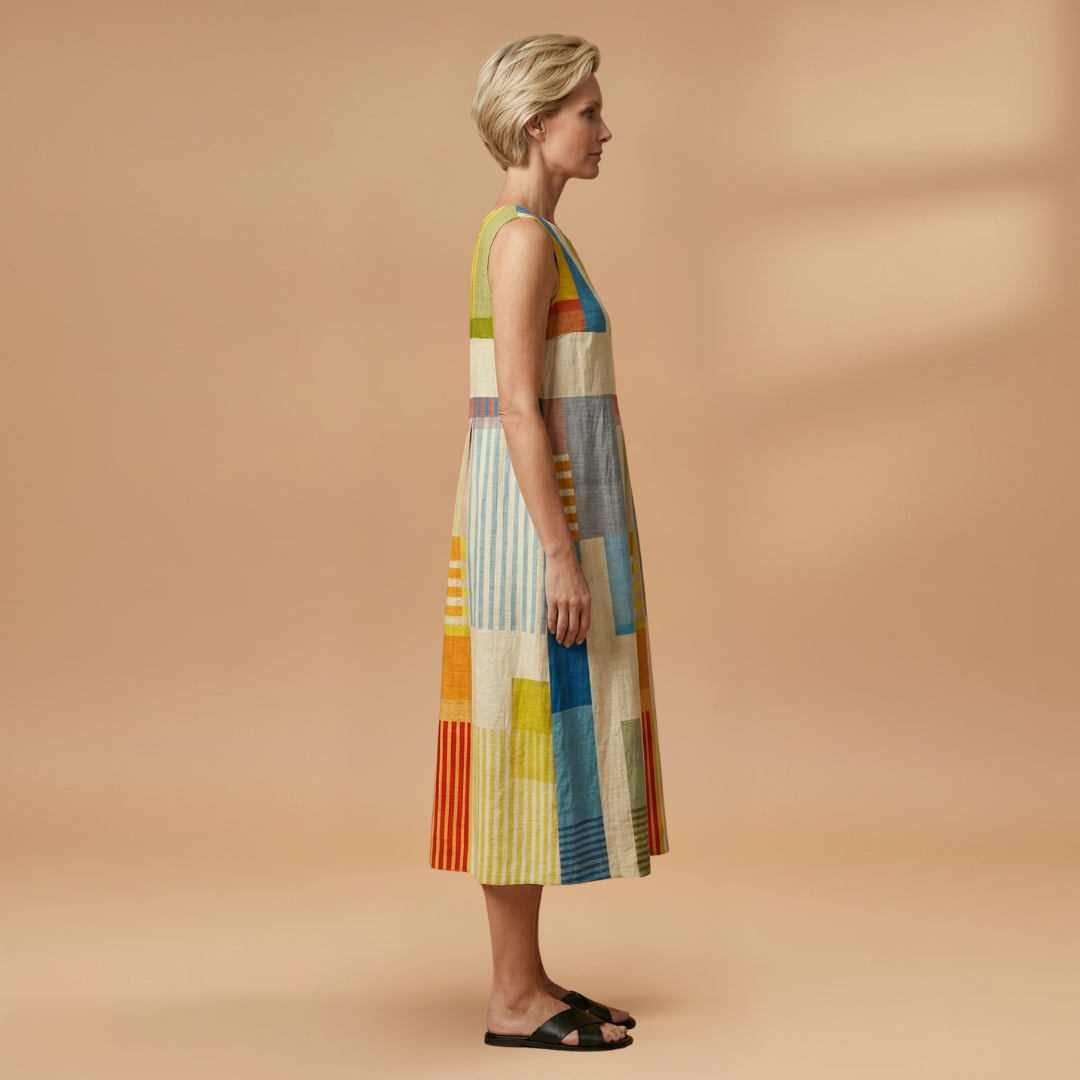 Midi Dress with Sleeveless and Loose Fit for Women