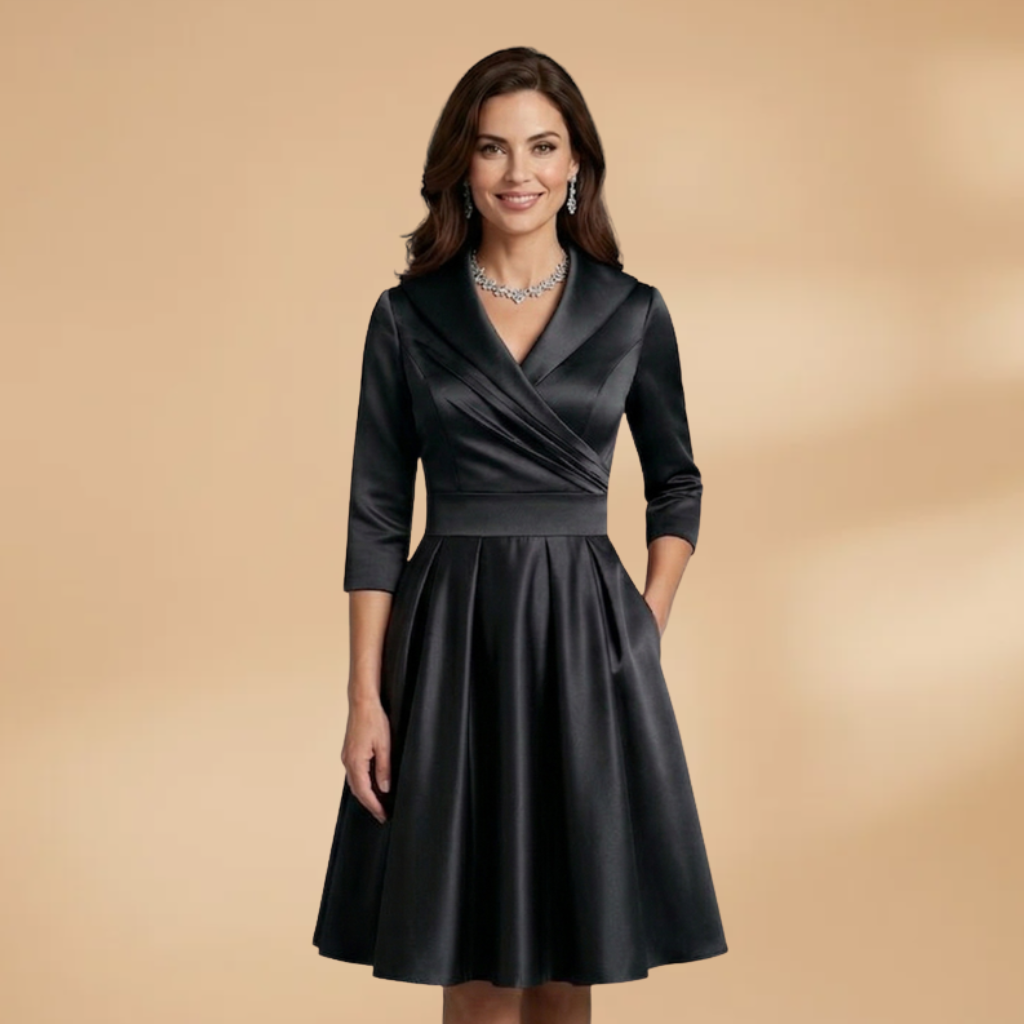 Midi Dress with side pockets and satin finish for Women