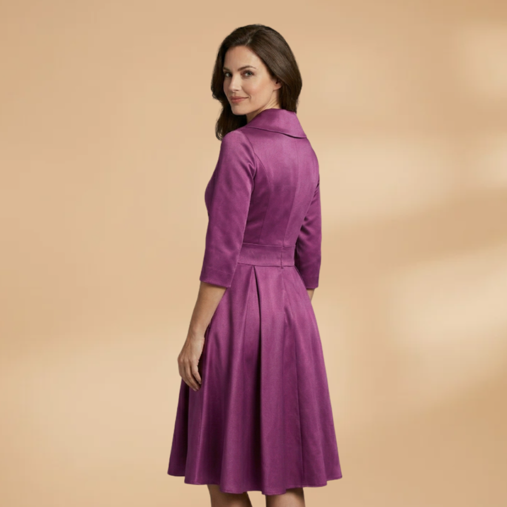 Midi Dress with side pockets and satin finish for Women