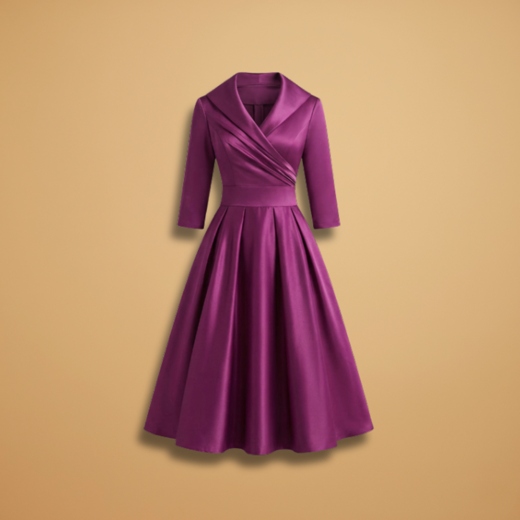 Midi Dress with side pockets and satin finish for Women