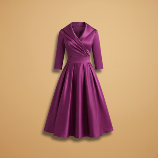 Midi Dress with side pockets and satin finish for Women