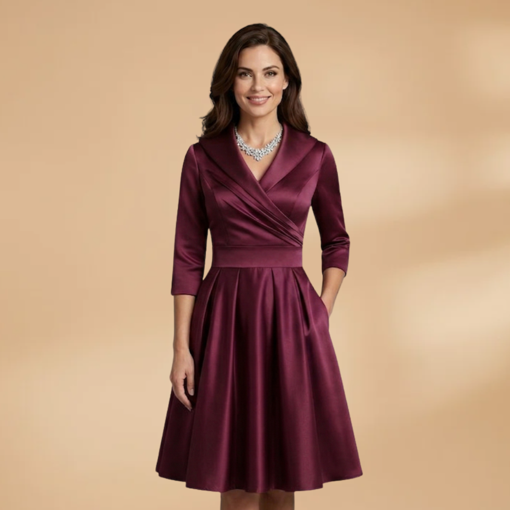 Midi Dress with side pockets and satin finish for Women