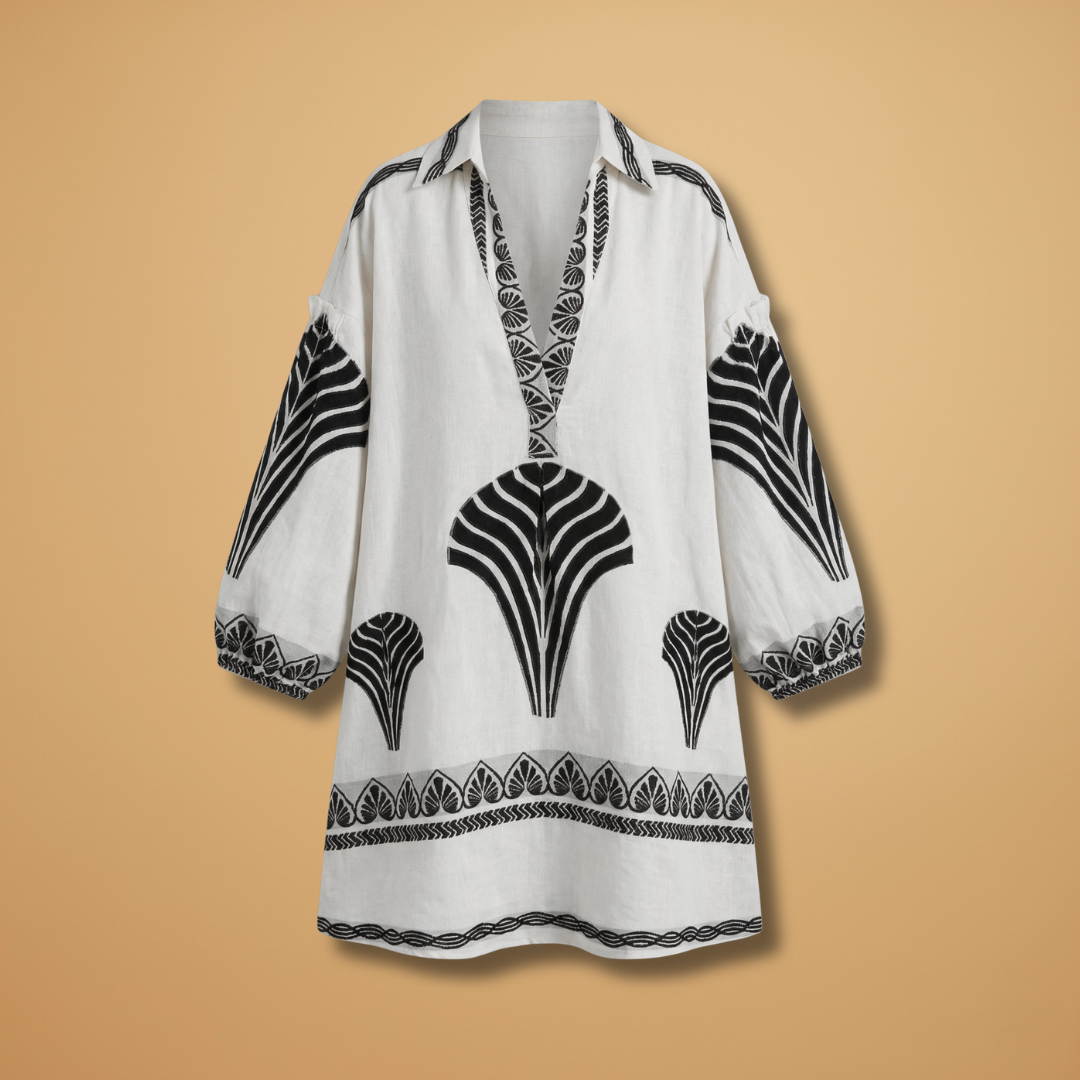Mini Dress with Printed Surface and Loose Fit for Women