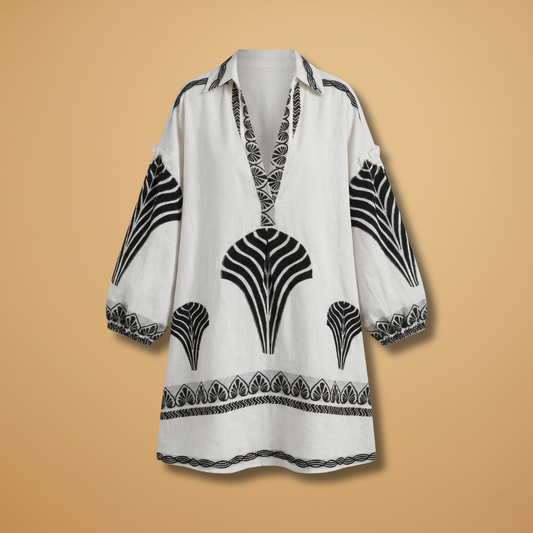 Mini Dress with Printed Surface and Loose Fit for Women