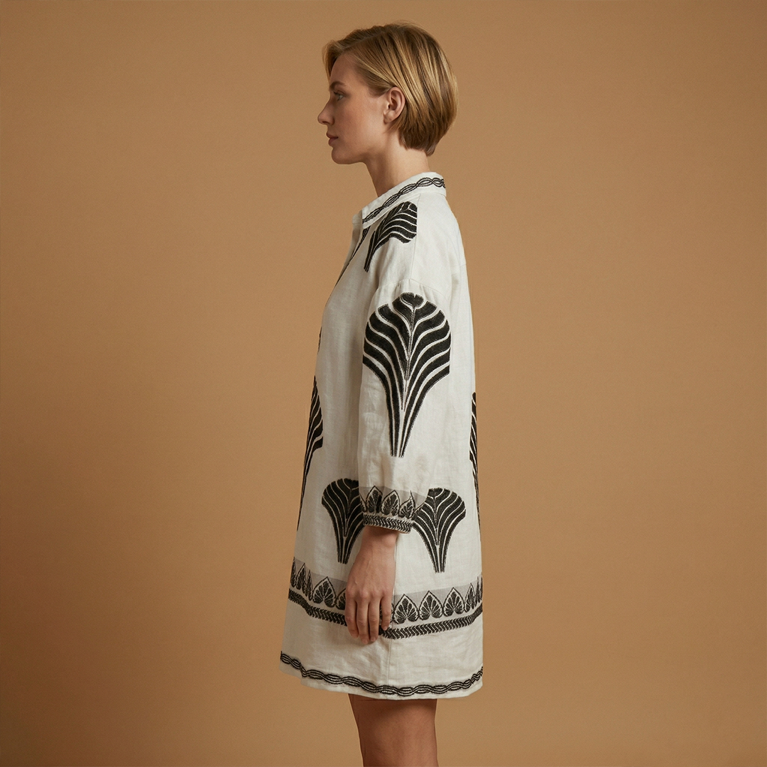 Mini Dress with Printed Surface and Loose Fit for Women