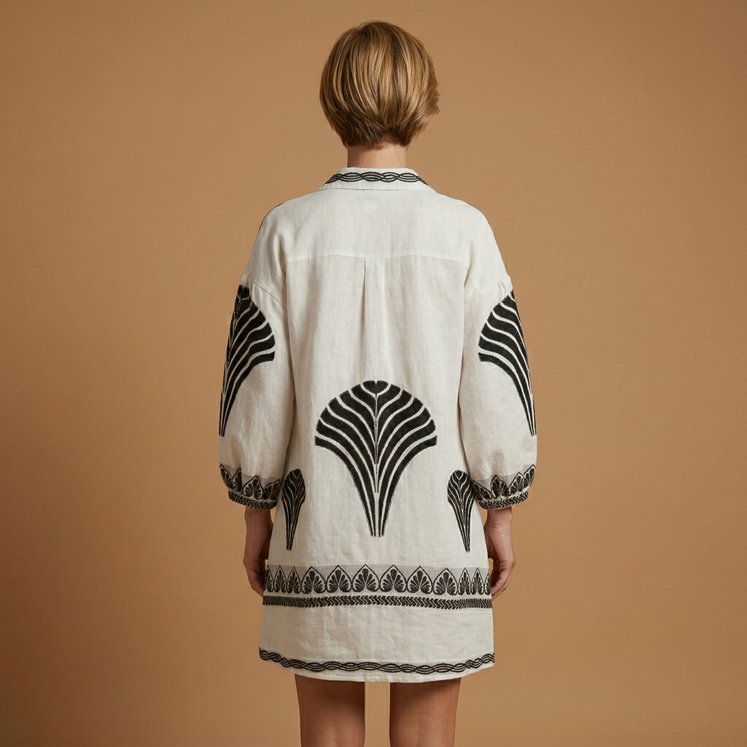 Mini Dress with Printed Surface and Loose Fit for Women