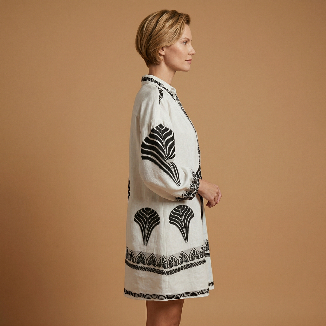 Mini Dress with Printed Surface and Loose Fit for Women